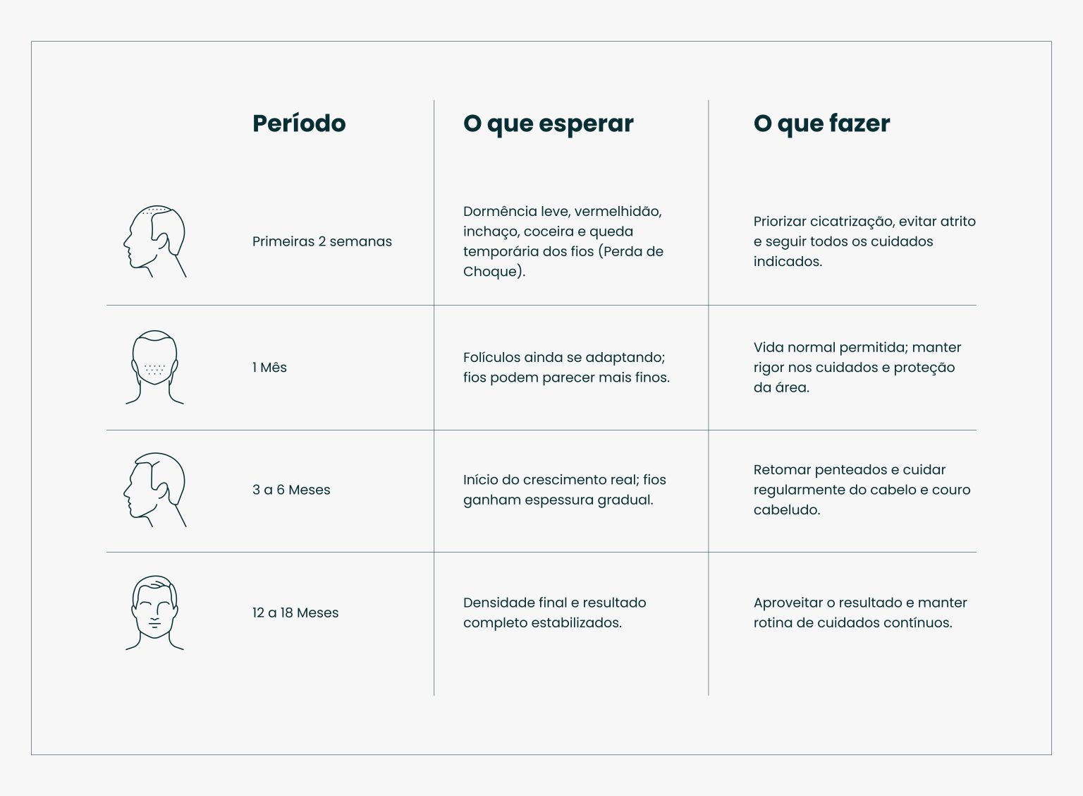 Tempo do resultado do transplante capilar